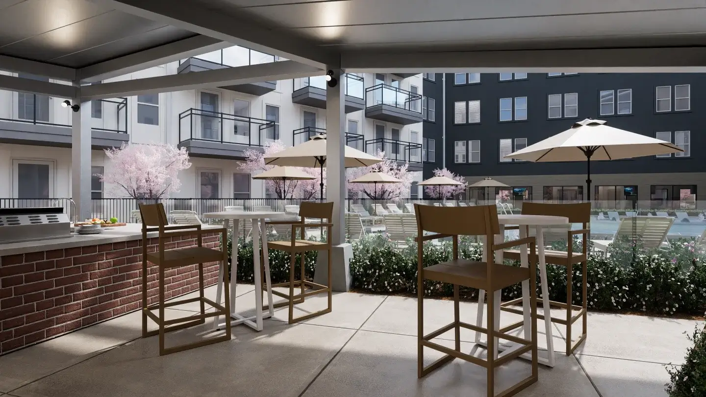 pool courtyard seating dynamic